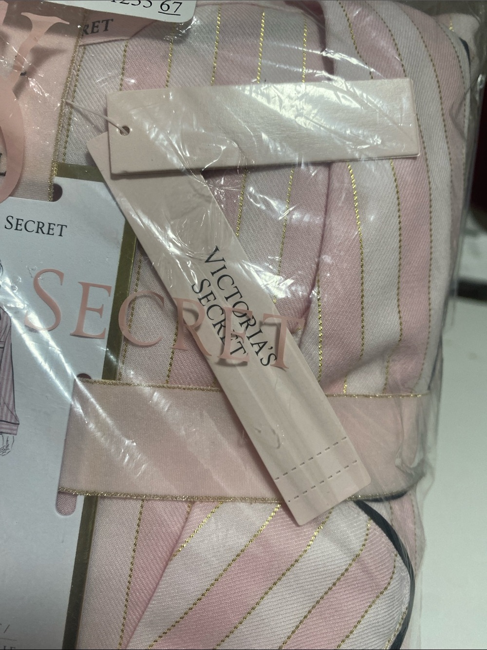 Victoria's Secret Pink and Gold Striped Women Pajama Set. Size L - Picture 4 of 7